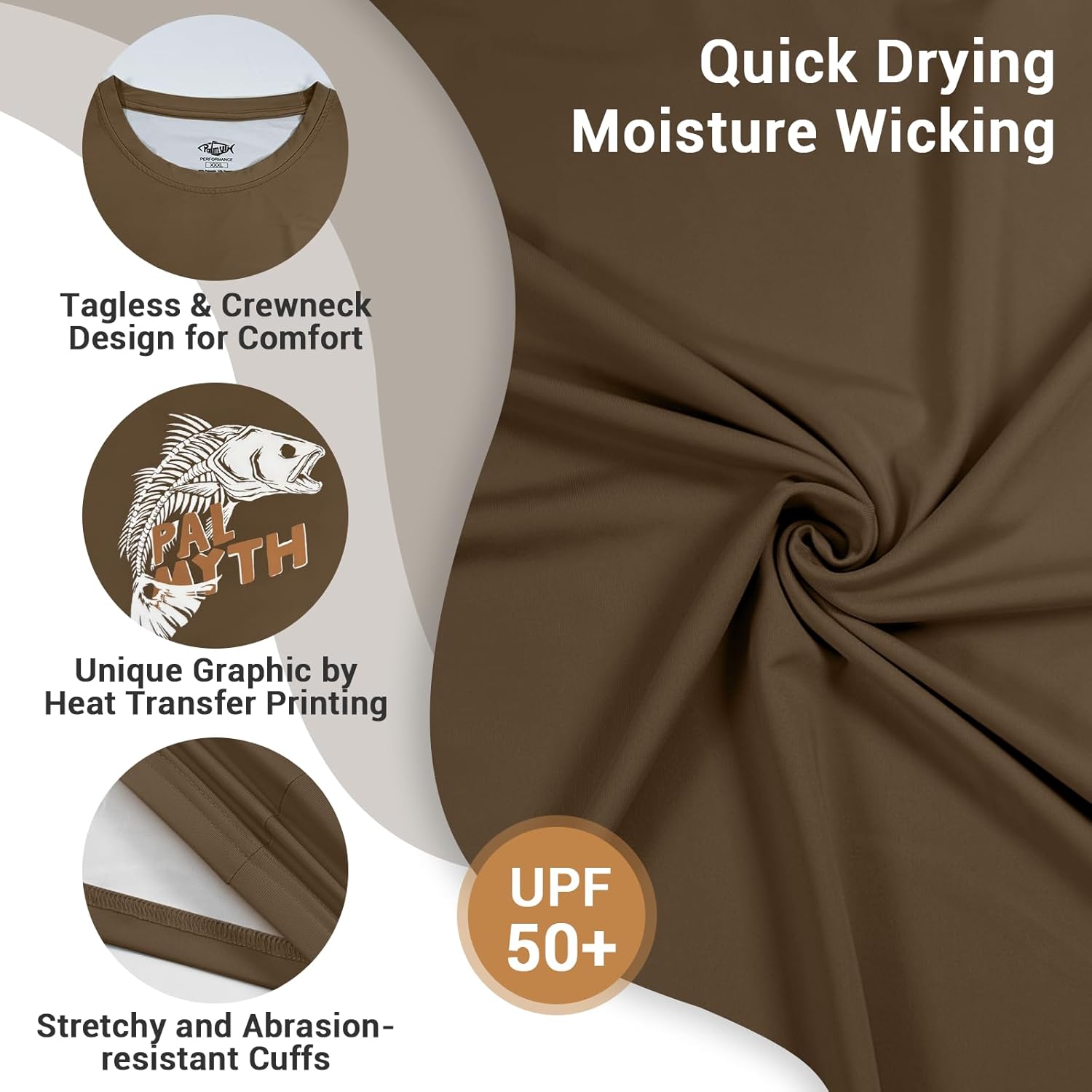 Palmyth Fishing Shirts for Men Short Sleeve T-Shirt UPF 50+ Sun Protection UV Tee - Image 3