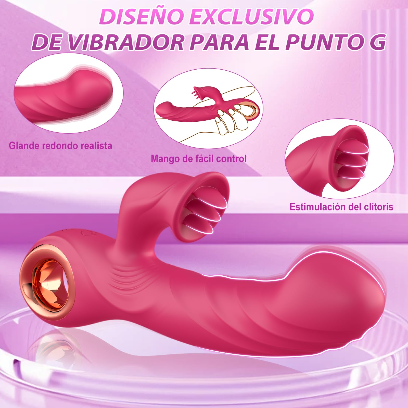 Vibradorador Mujer Juguetes Eróticos Dildo - Vibradorador Clítoris con 10 Vibraciones & Meneo y Lamido Sex Toys Vibrador Mujer Juguetes Sexuales Vibradores Mujer Consoladores.. para Mujer con Vibració