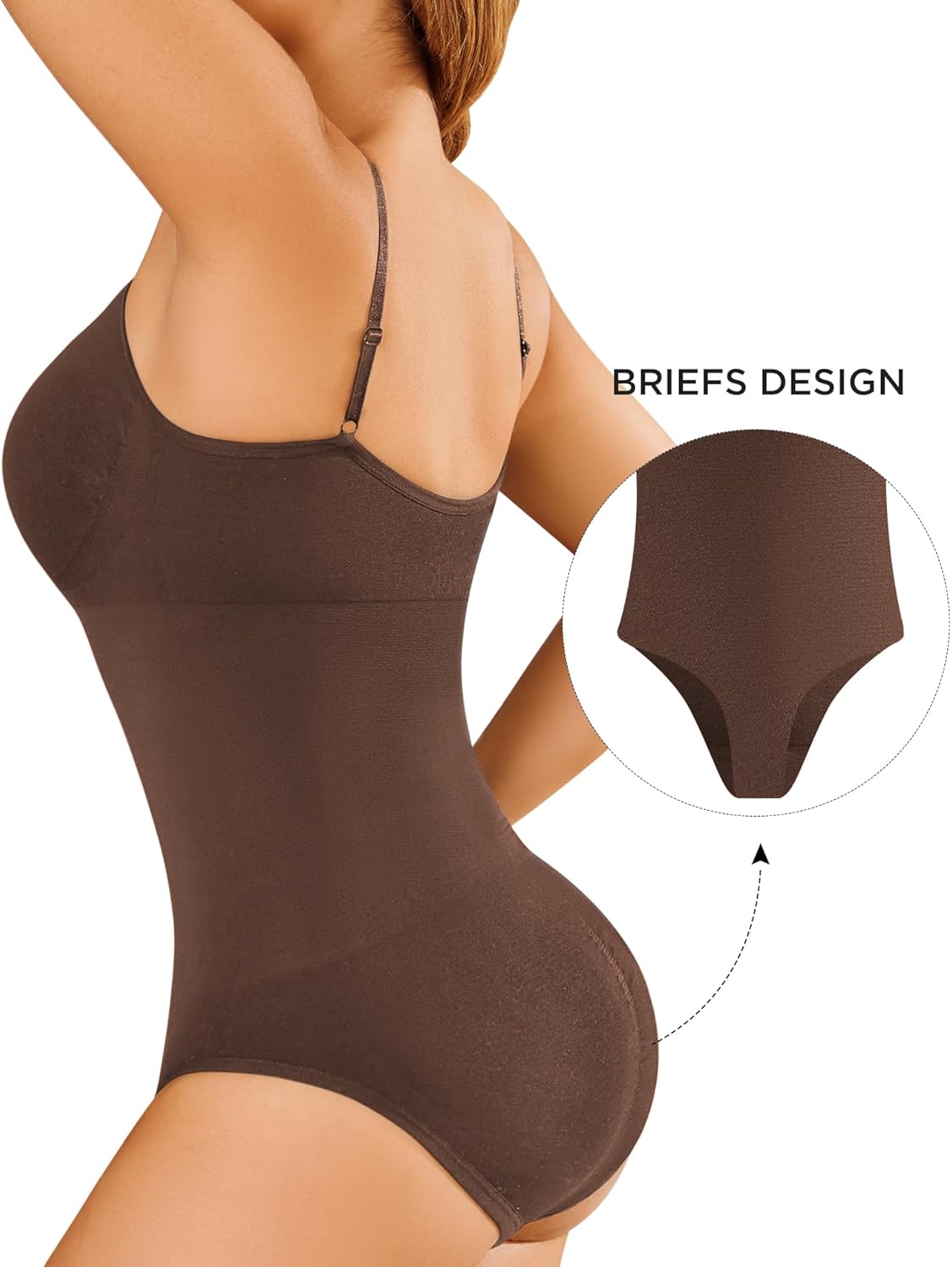Shapewear Tummy Control for Women Seamless Bodysuit with Adjustable Straps Body Shaper Suits - Image 4