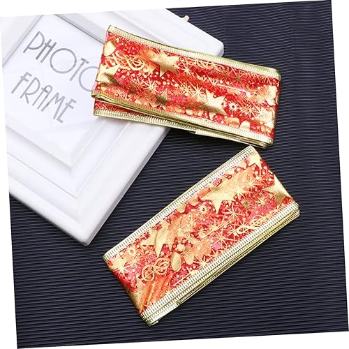 Miniatura 7 de NOLITOY 12 Rolls 2 Christmas Ribbon Holiday Ribbon for Bows Christmas Grosgrain Ribbon Christmas Wrapping Ribbon Gift Bag Gold Trim Gold Decor