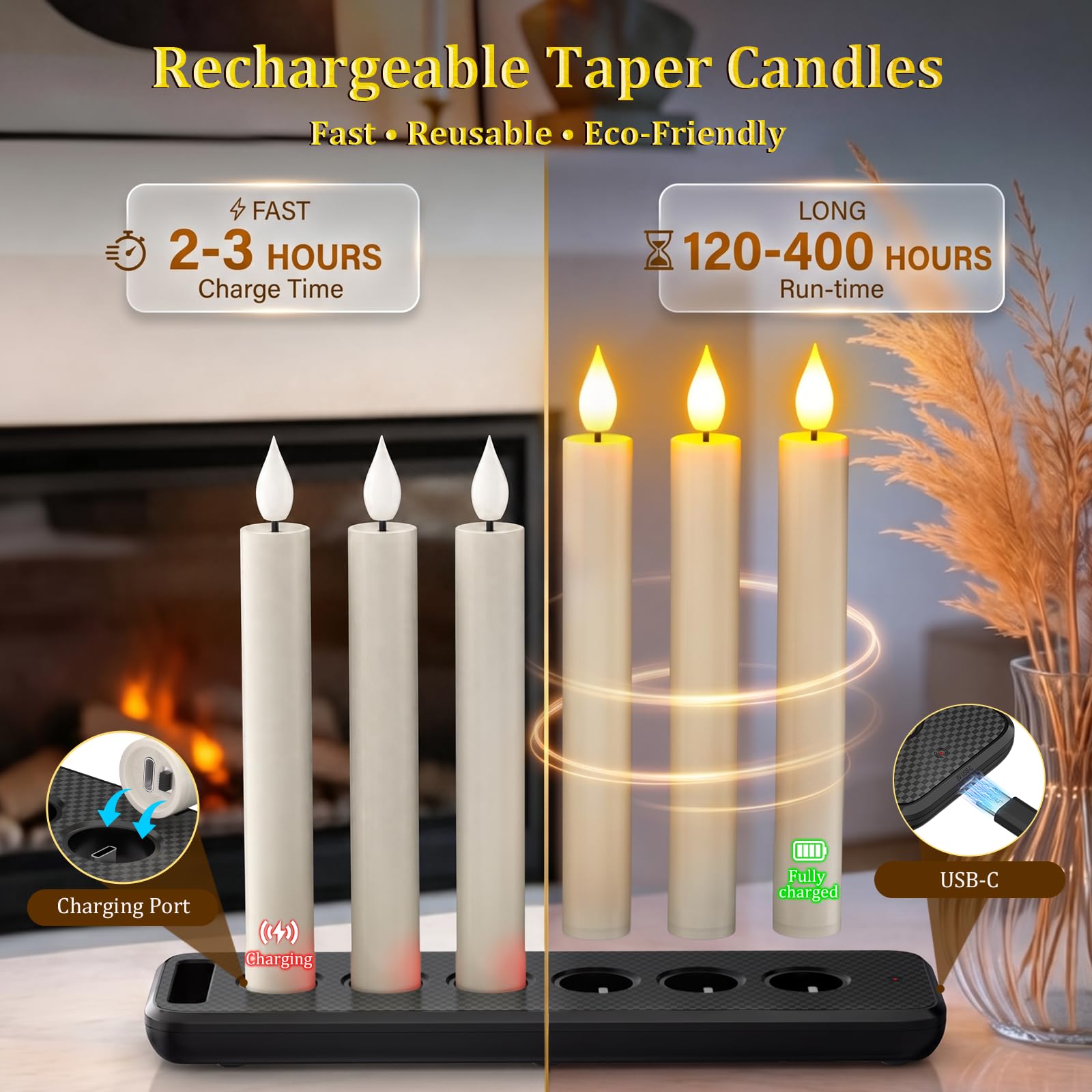 PChero Confezione da 6 candele a LED senza fiamma ricaricabili con