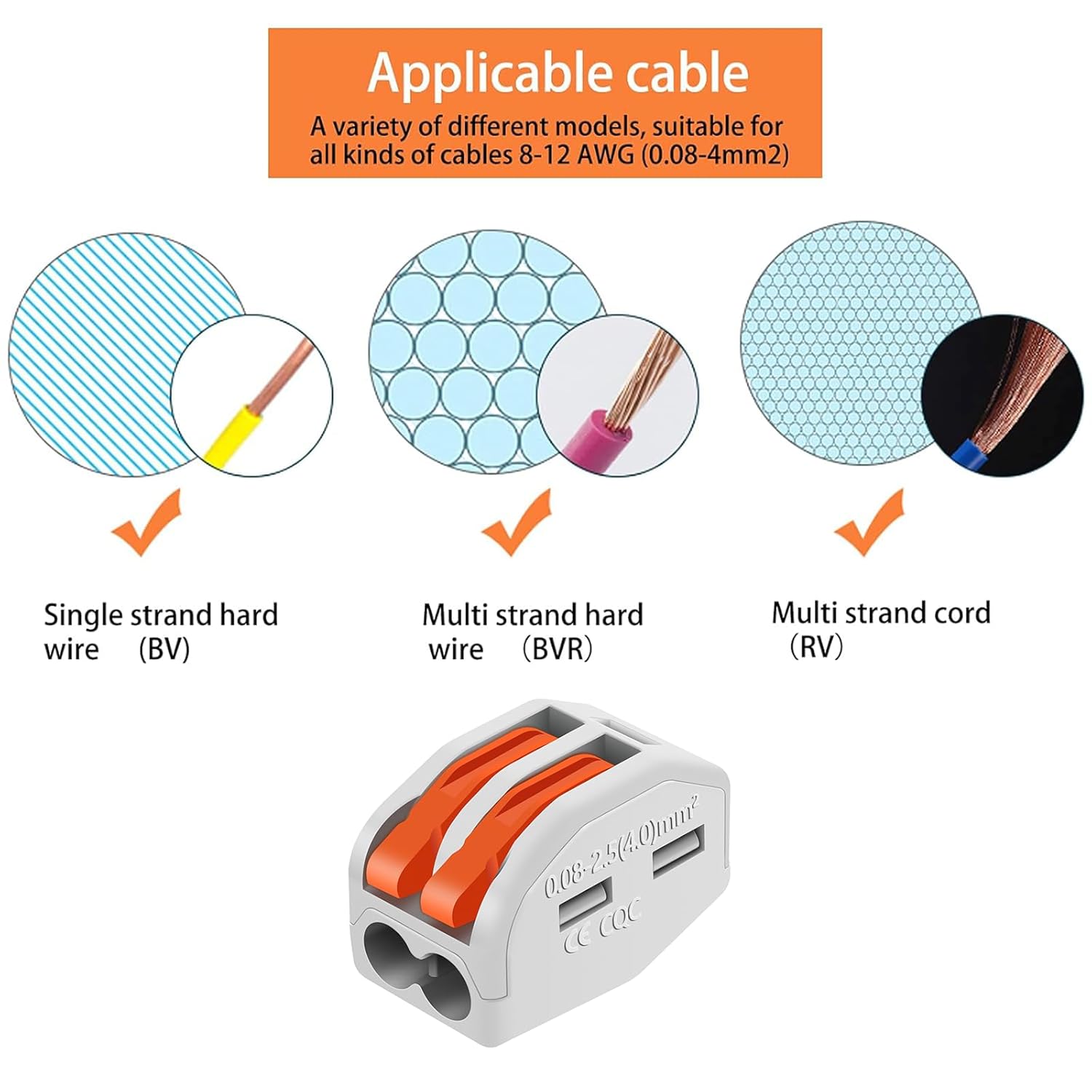 NineLeaf Lever Connectors Nuts, 2 Port Compact Wire Connectors, Reusable Tool-Free Wire Nuts, 2 Conductor Fast Wire Connection Terminal Block for 28-12 AWG Electrical Wiring,80PCS