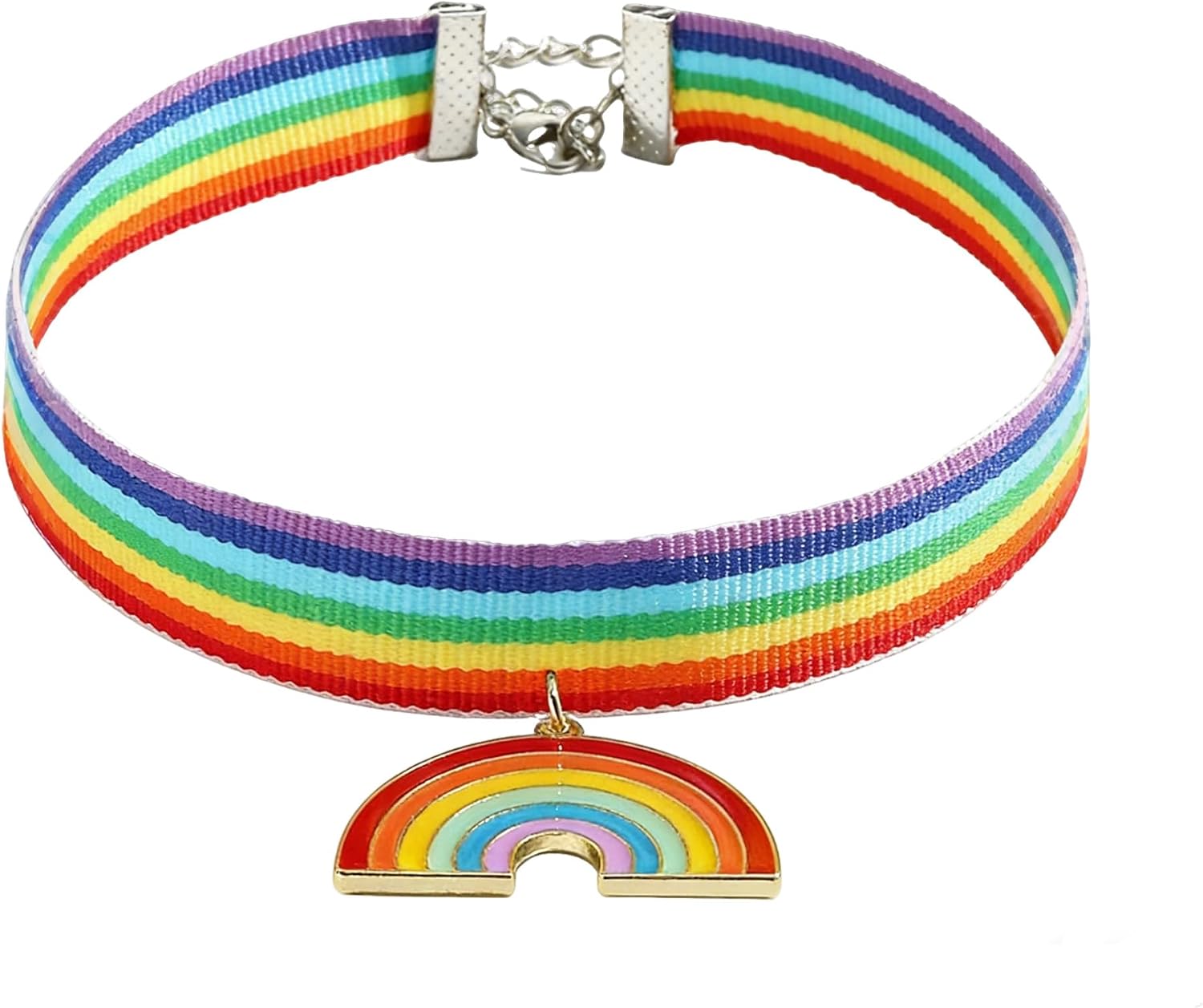 Pride Necklaces for Women Rainbow Beaded Necklace Rainbow Choker Necklace LGBT Enamel Colorful Pendant Necklaces Pride Month Jewelry