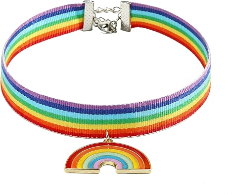 Pride Necklaces for Women Rainbow Beaded Necklace Rainbow Choker Necklace LGBT Enamel Colorful Pendant Necklaces Pride Month Jewelry