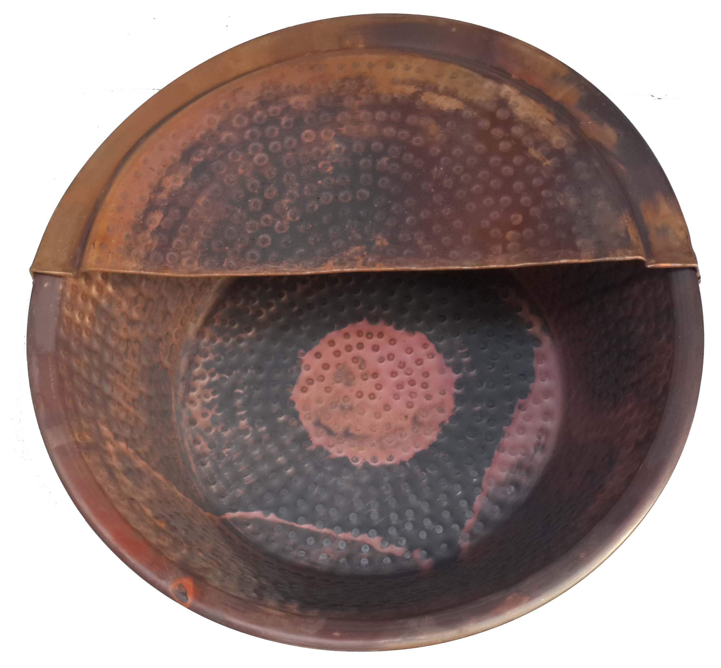 Rustic Portable Copper Foot Bath Pedicure Bowl + Footrest