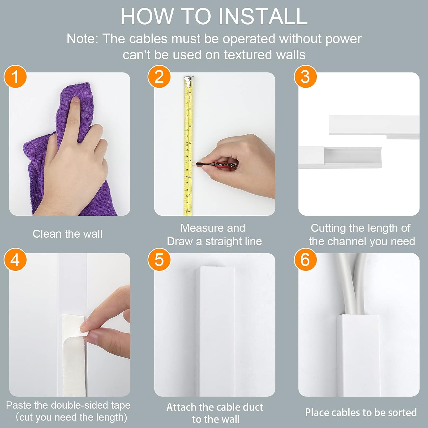 Wall Cord Cover,110in Cable Cover Channel,Cable Concealer Management System Kit,Printable Cable Raceway,Wire Covers for Cords Wall Mount TV Power Cord in Home Office,7X L15.7 W0.9in x H0.5in White : Electronics