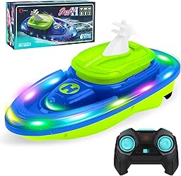 FORMIZON Bateau Ttélécommandé, sous Marin Télécommandé avec Fonction de Projection d'eau, Bateau RC Étanche, Bateau Radiocommandé avec lumière et Rotation à 360 Degrés (Blau)