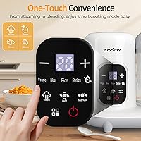 Vista 2 de Sunvivi Fabricante de alimentos para bebés: procesador de alimentos para bebés todo en uno con vapor, calefacción, descongelación, licuadora