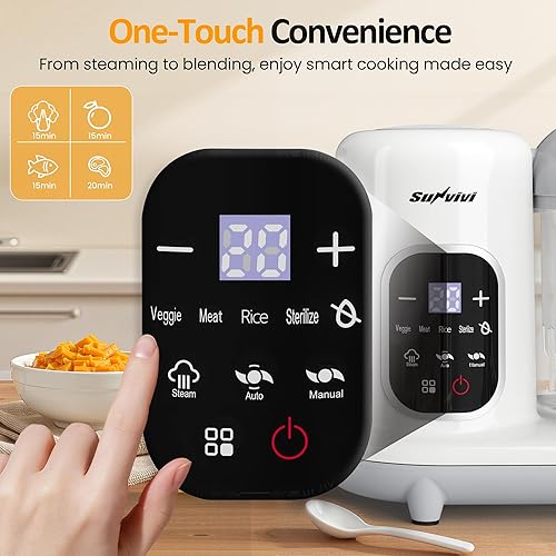 Miniatura 7 de Máquina de alimentos para bebés todo en uno procesador de alimentos para bebés con autolimpieza y pantalla LCD, fabricante de puré de alimentos para