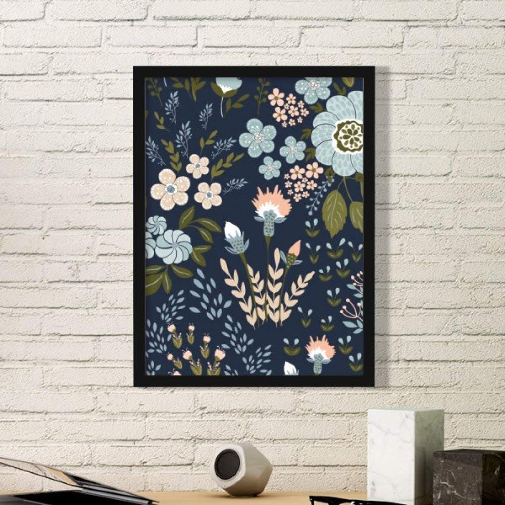 Cadre en bois rectangle noir de qualité supérieure avec motif fleur