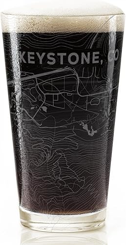 Vista 21 de BRECKENRIDGE COLORADO Engraved Pint Glass Great Ski Resort Mountain Topography Map Gift Idea!