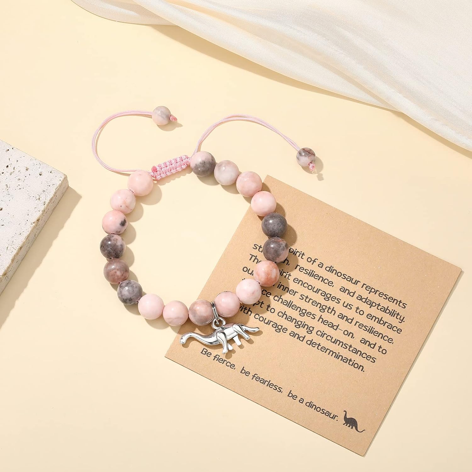 MIXJOY Pink Natural Stone Braided Bead Bracelet for Teen Granddaughter Daughter Niece, Jewelry Gifts for Birthday Cute Stuff Trendy Things - Image 2