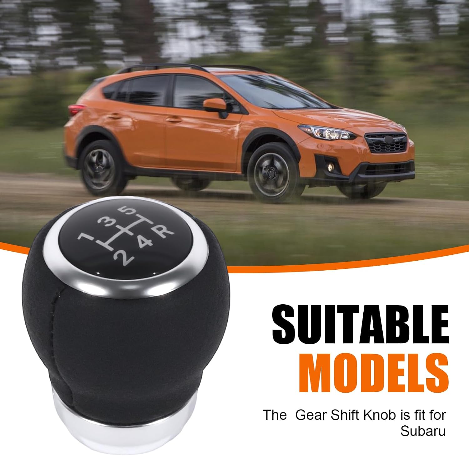 5 Speed Leather Gear Stick Shift Knob for 2010-2018 Subaru Forester, 2009-2018 Impreza WRX STI, 2010-2019 Outback, Stick Shifter Fit for Subaru, 35022VA000 (Suede Black Cover)
