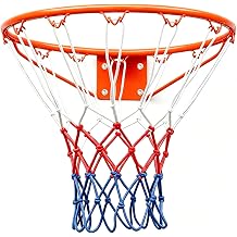 Rakon 18" Replacement Basketball Rim Wall Mount Hoop Hand-Crank Backboard Mounted for Indoor/Outdoor Classic Basketball Court, Teens, Adults, Schools, Parks