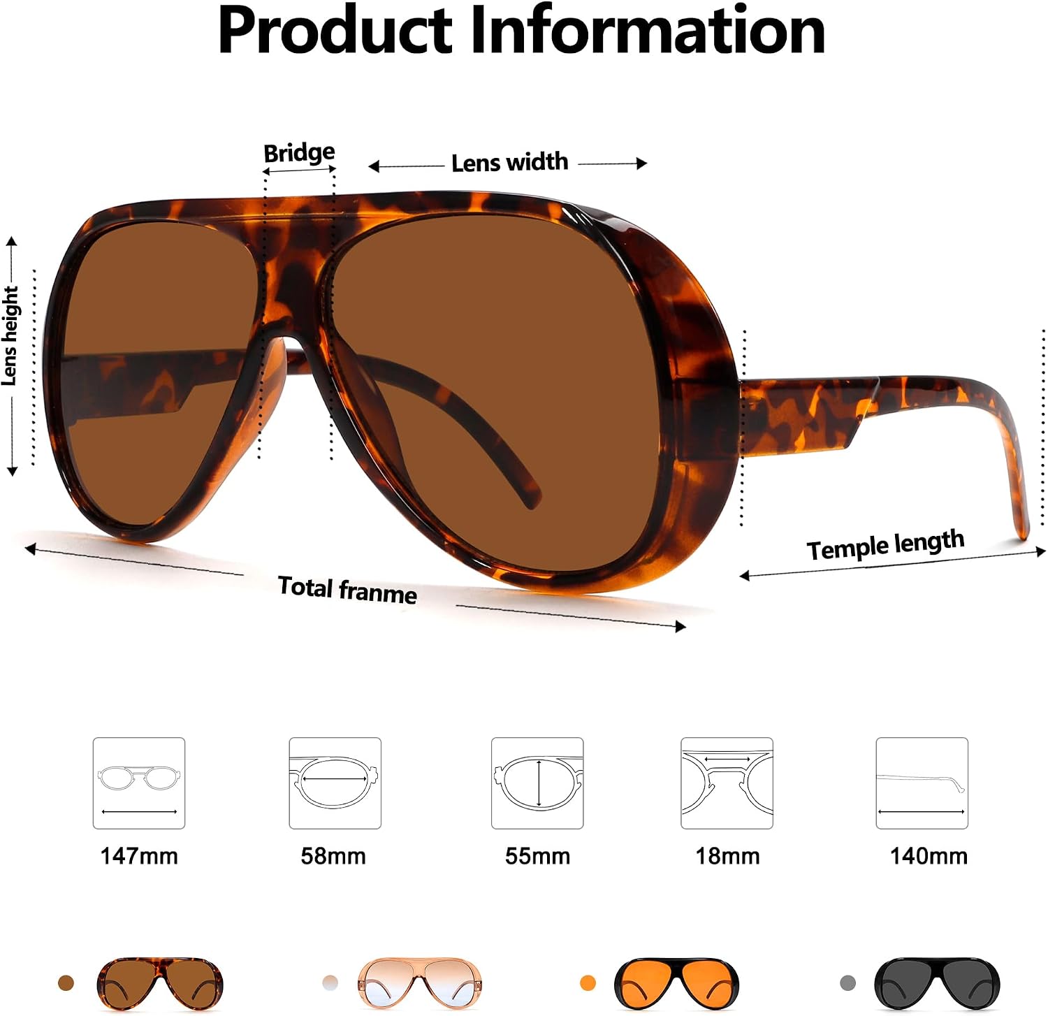 TYA Trendy Aviator Oversized Sunglasses for Women Men image 4