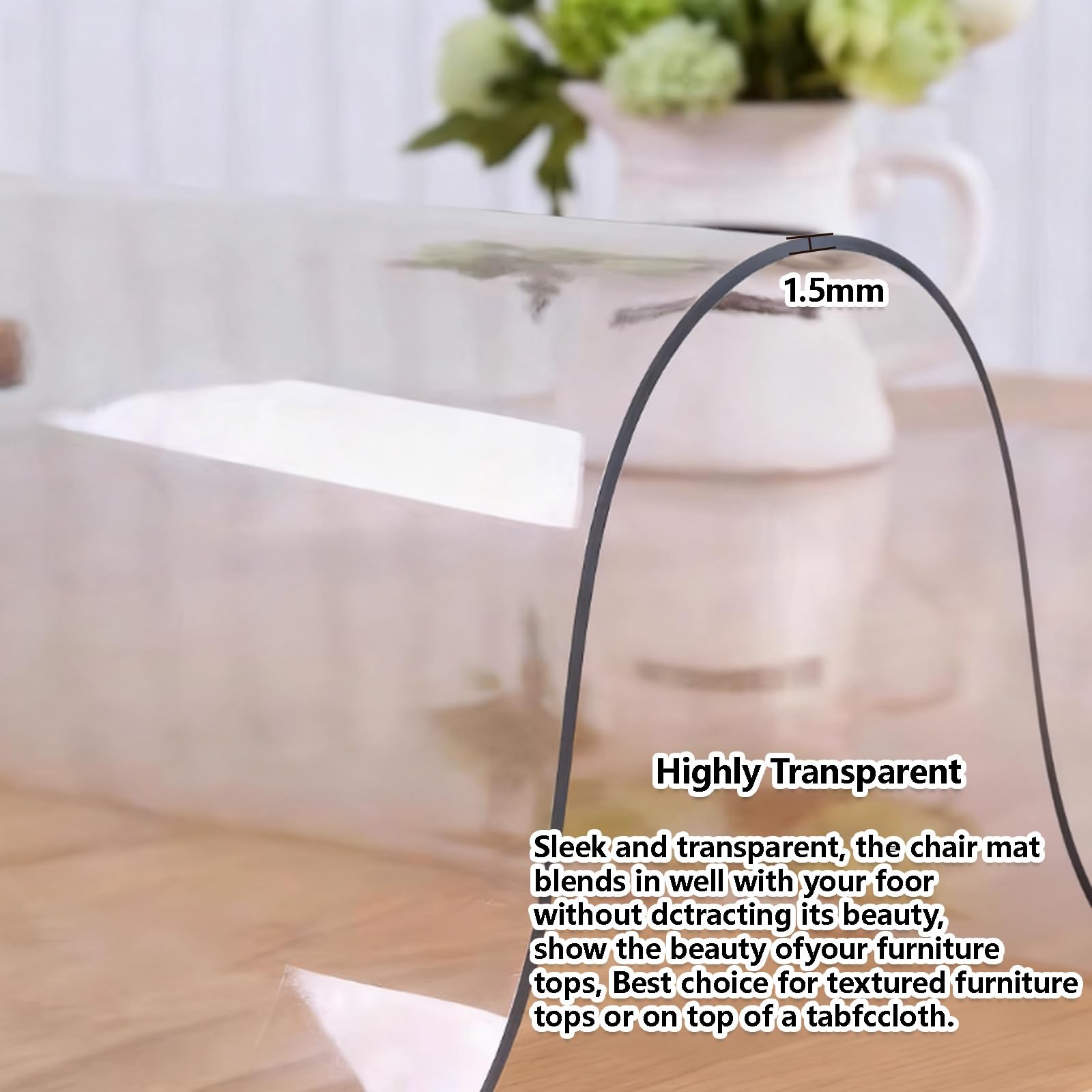 Protector de mesa de PVC para oficina y comedor, de plástico transparente, 90 x 120 cm, impermeable, resistente a los arañazos, protector de mesita de noche
