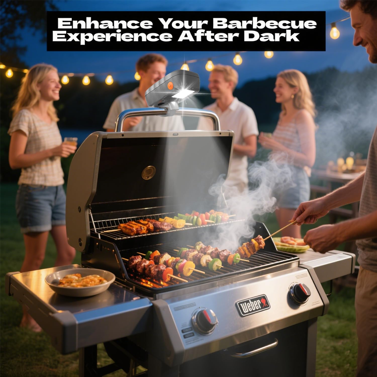 Luz de parrilla diseñada para parrilla Blackstone y parrilla Weber, luz de barbacoa de encendido/apagado automático, accesorios de parrilla Blackstone, accesorios de parrilla LED para parrilla al aire 2