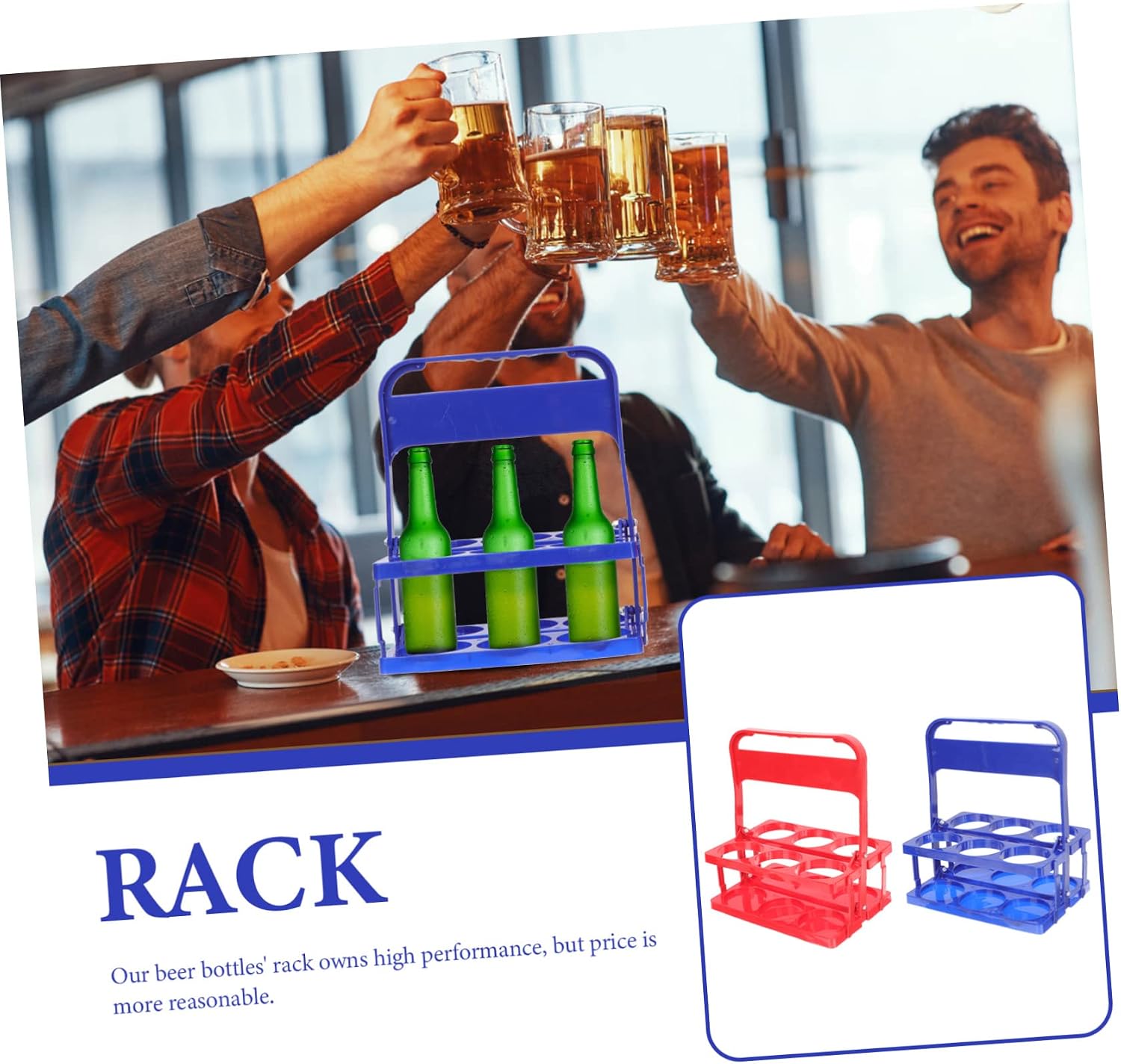 2pcs Plastic Beer Holding Basket Bottle Carrier Wine Storage Rack for Bar