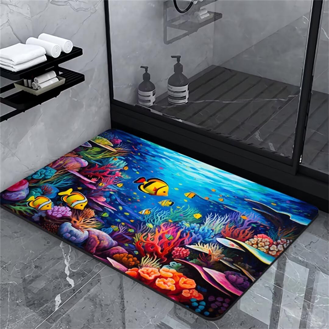 Tapis de Bain Antidérapant 90x150cm Tapis Salle de Bain Diatomite, Tapis Super Absorbant Salle de Bain Doux Sèche Rapide, Tapis Pierre Salle de Bain, Tapis Lavable Tapis de Bain Tradition A190