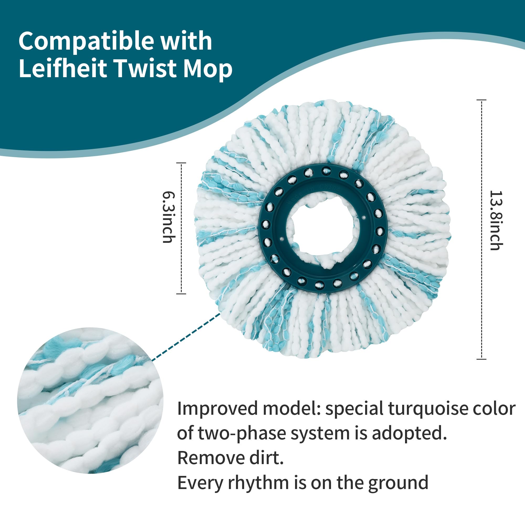 4 Piezas Cabezas de Fregona de Repuesto, para Leifheit Clean Twist Disc Mop, Sistema de Fibras para Leifheit Recambio para Mopa, para Todo Tipo de Suelos, Fuerte absorción de Agua Reutilizables