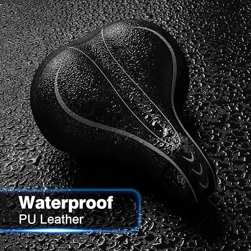 Miniatura 4 de Xmifer Asiento de bicicleta de gran tamaño, cómodo asiento de bicicleta de repuesto universal, asiento de bicicleta de cuero impermeable con espuma