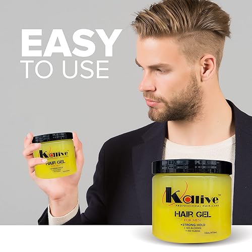 Miniatura 2 de Kalive2style - Gel de pelo para hombre de 16 onzas resistente para el cabello gel para hombres con brillo ligero y fragancia refrescante no se