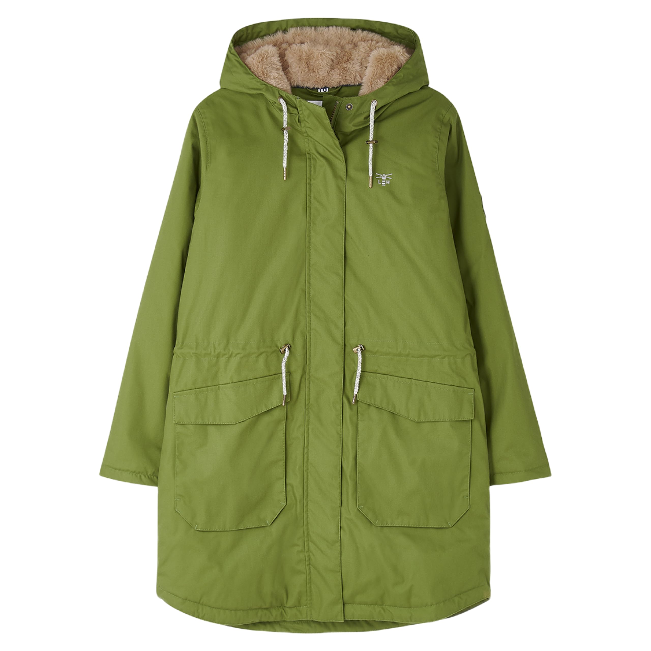 Lighthouse Clothing Isobel Faux Fur Lined Waterproof Coat - Light Khaki - Women's Size 16