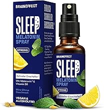 BRAINEFFECT SLEEP SPRAY STRONG Das Original® - Melatonin Spray Hochdosiert - 240 Tage Vorrat Einschlafspray - mit Minze, Zitrone, Lavendel und Ashwagandha, Zuckerfrei