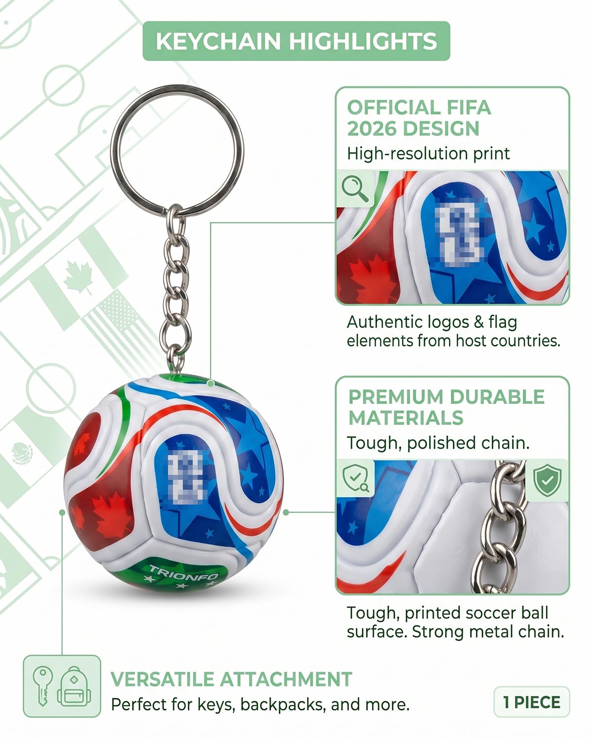 Llavero de Fútbol Mundial 2026 | 1 Unidad | Regalo Ideal para Fans y Niños | Souvenir Coleccionable para Aficionados al Deporte