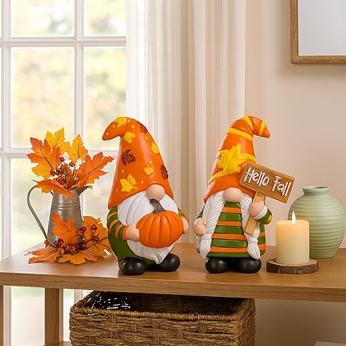 Miniatura 5 de 2 piezas de decoración de gnomos de otoño, mini gnomos de otoño, rayas, decoración de otoño para cosecha, día de Acción de Gracias, hogar, oficina,