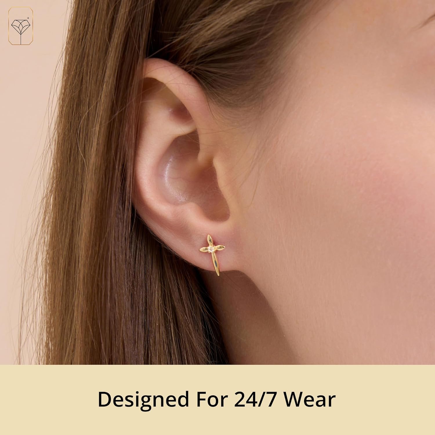 10k Yellow Gold Cubic Zirconia Earrings for Women | CZ Gold Stud Earrings for Women | Anti-Tarnishing Cubic Zirconia Studs in Various Designs by MAX + STONE - Image 4