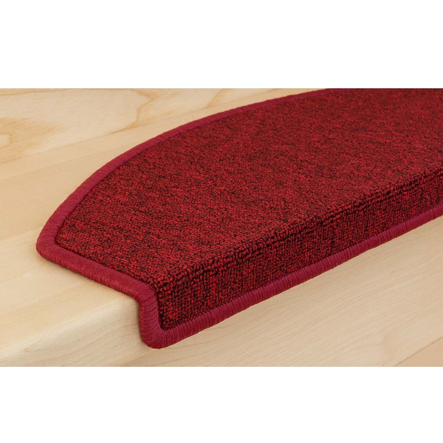 Kettelservice-Metzker Stufenmatten Treppen-Teppich Ariston | Halbrund 65x24cm Trittfläche, Weinrot 15 Stück