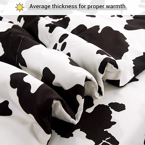 Miniatura 4 de Viviland Juego de edredón individual con estampado de vaca, juego de ropa de cama individual de microfibra cepillada para niños, 5 piezas en una