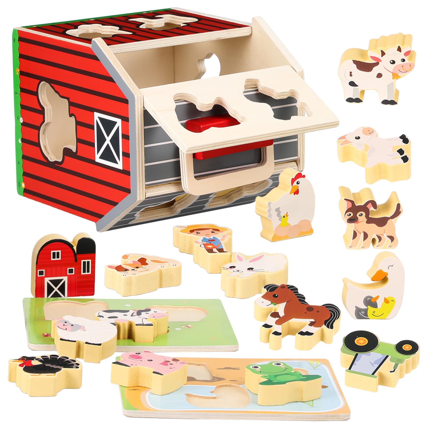 Milisten Giocattolo Fattoria Animali in Legno Montessori per Bambini 2-5