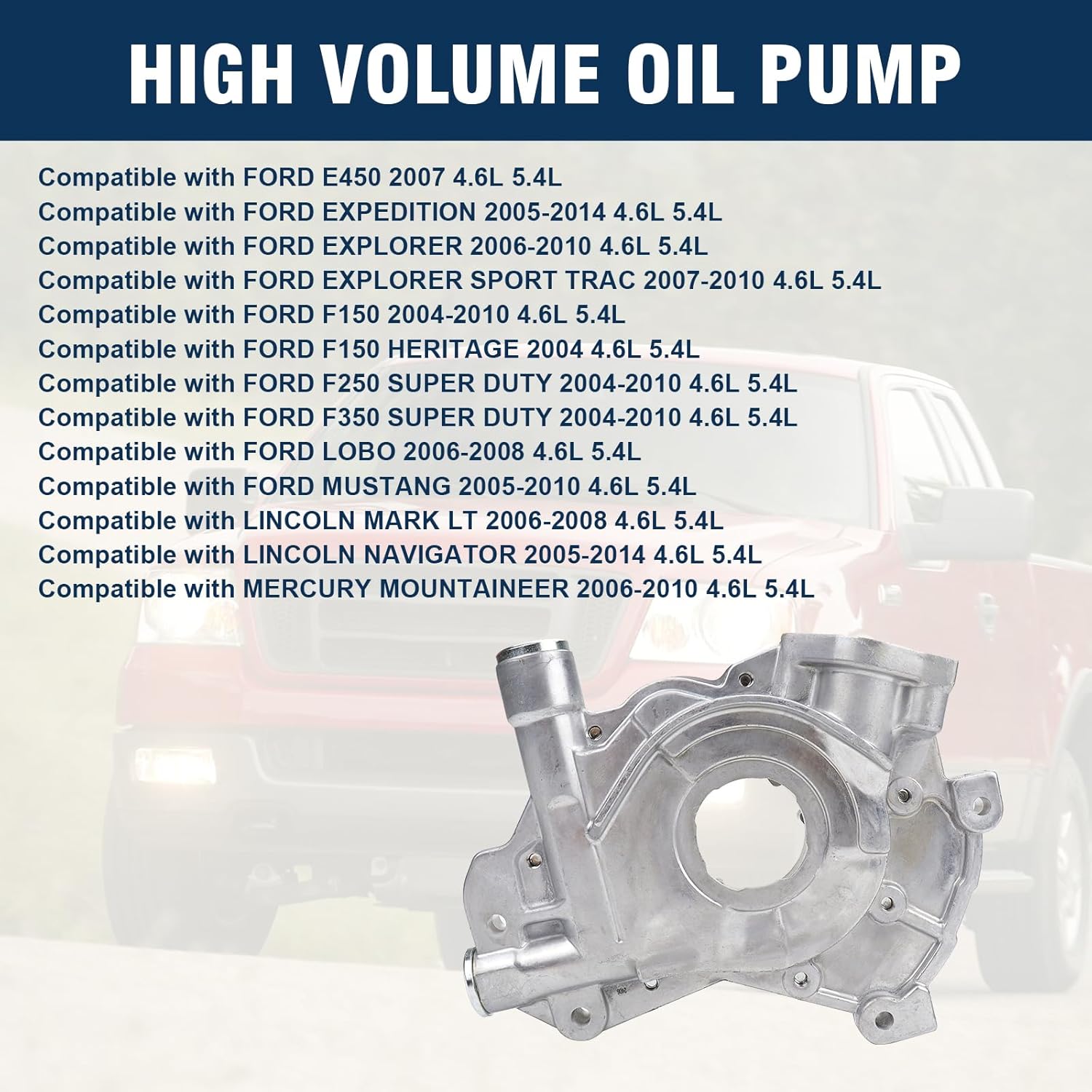 M340HV Oil Pump Compatible with Ford Expedition 2005-2014, Ford F150 2004-2008, Ford F250 Super Duty 2005-2010, Ford F350 Mustang 2005-2010