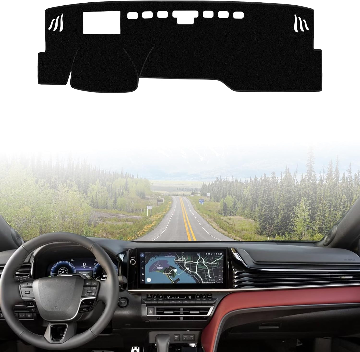 Dashboard Cover Suitable for Toyota RAV4 2006 2007 2008 2009 2010 2011 2012 Car Dashboard Cover Sun Visor Mat Non-Slip Polyester Dashboard Accessories (Black)
