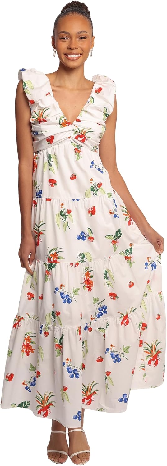 Petal & Pup Women's Valerie Maxi Dress Off White Red