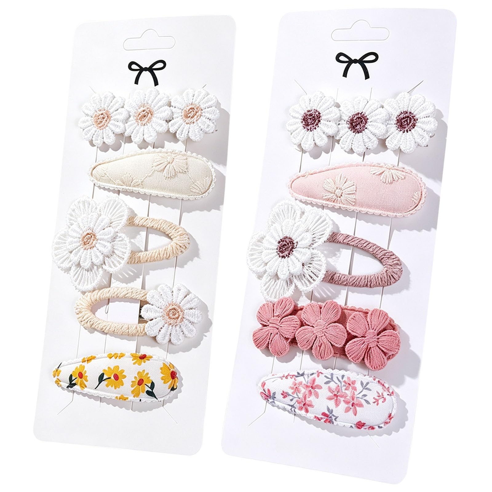 10Pcs Baby Hair Clips for Girls, Little Daisy Flower Hair Clips for Toddlers, Hand Embroidered Soft Fabric Baby Hair Accessories for Fine Hair Small, Cute Fringe Clips Gift for Baby Girls