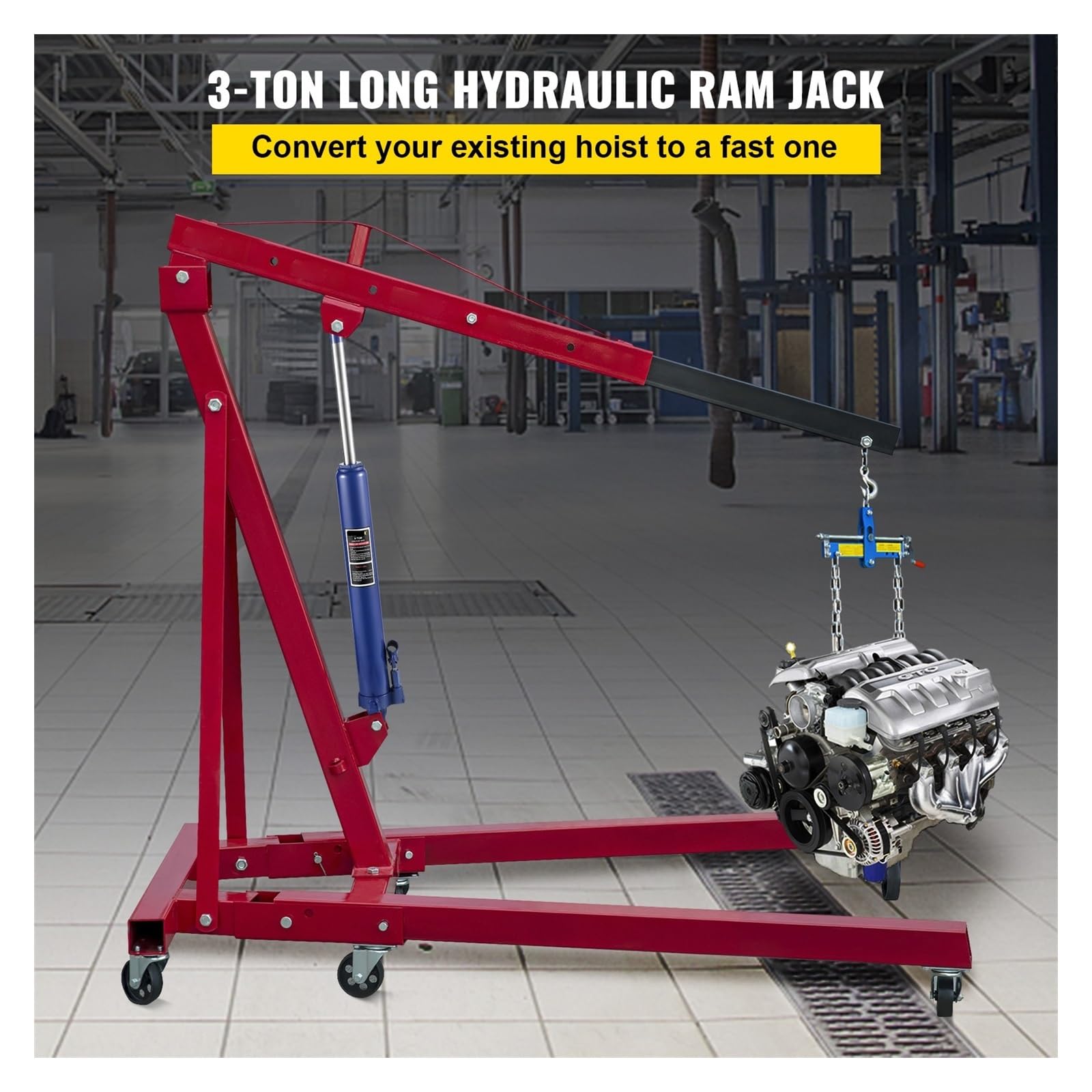 Hydrauliczny podnośnik długi o udźwigu 3 tony/4 tony z pompą jednotłokową i podstawą z łącznikiem krzyżowym Ręczny zbieracz wiśni z uchwytem(8T Red)