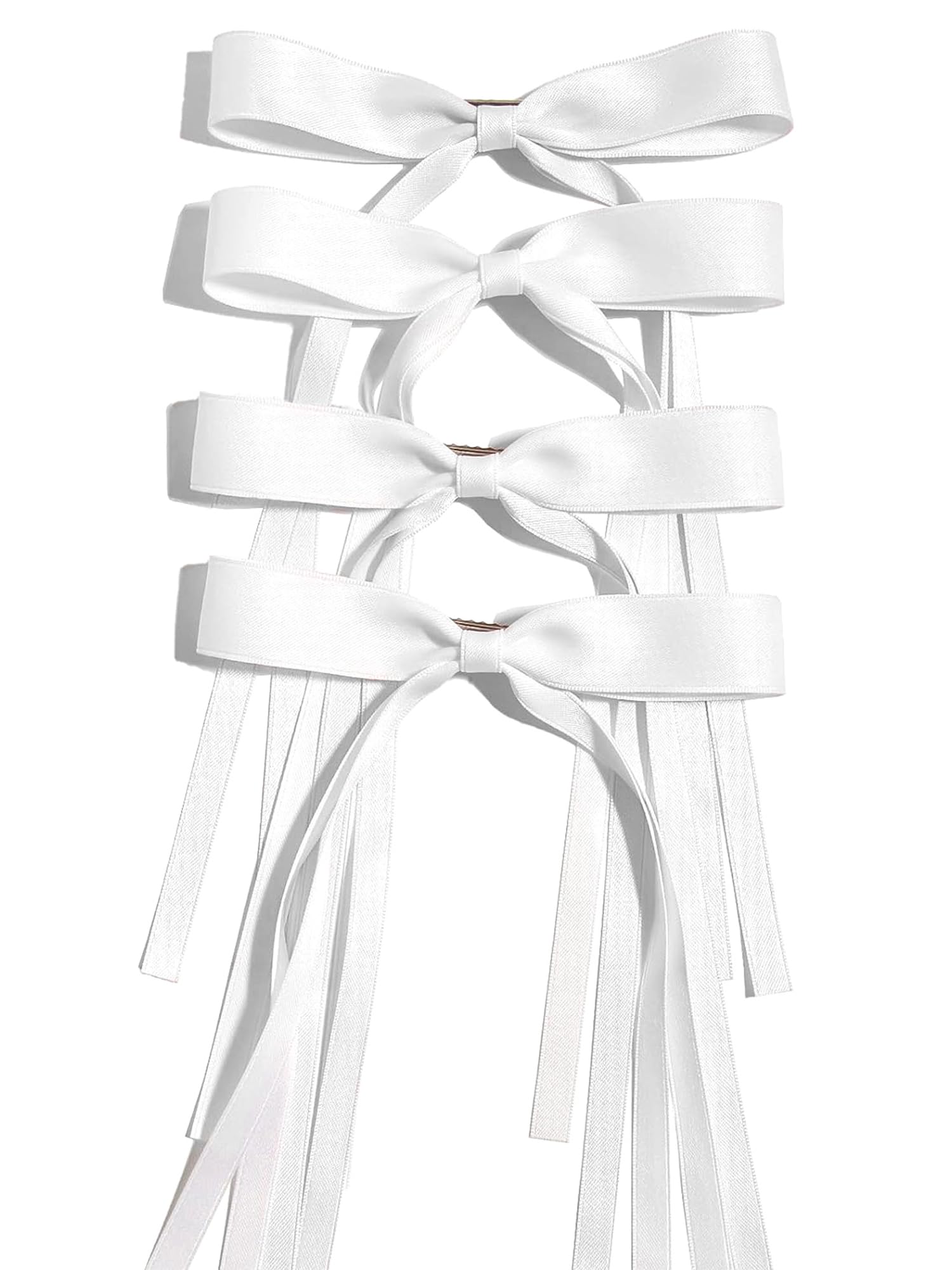 Ayesha Weiße Haarschleifen-Clips, weißes Band, Haarschmuck für Frauen und Mädchen