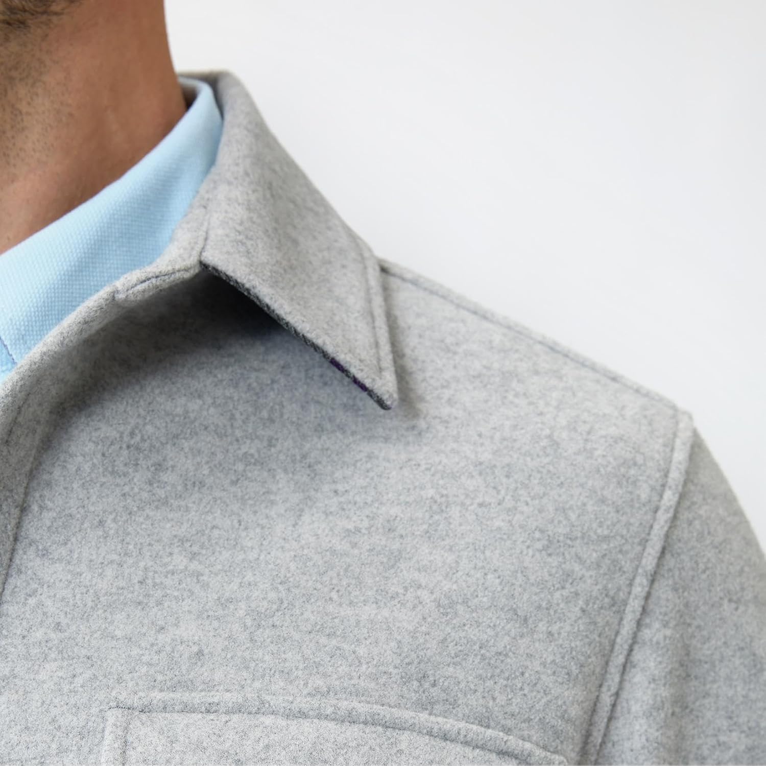 Mens Shirt Jacket Brushed Casual Shacket with Two Pockets Long Sleeve Button Up Overshirt - Image 5