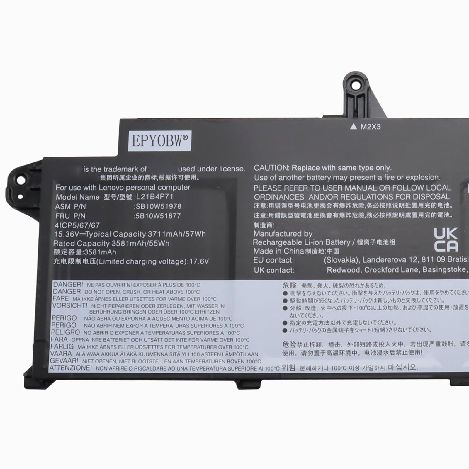 Lenovo Li-ion バッテリー L17C4P71 5080mAh Genuine 01AV475 L17M4P71 L17C4P71 Battery for Lenovo