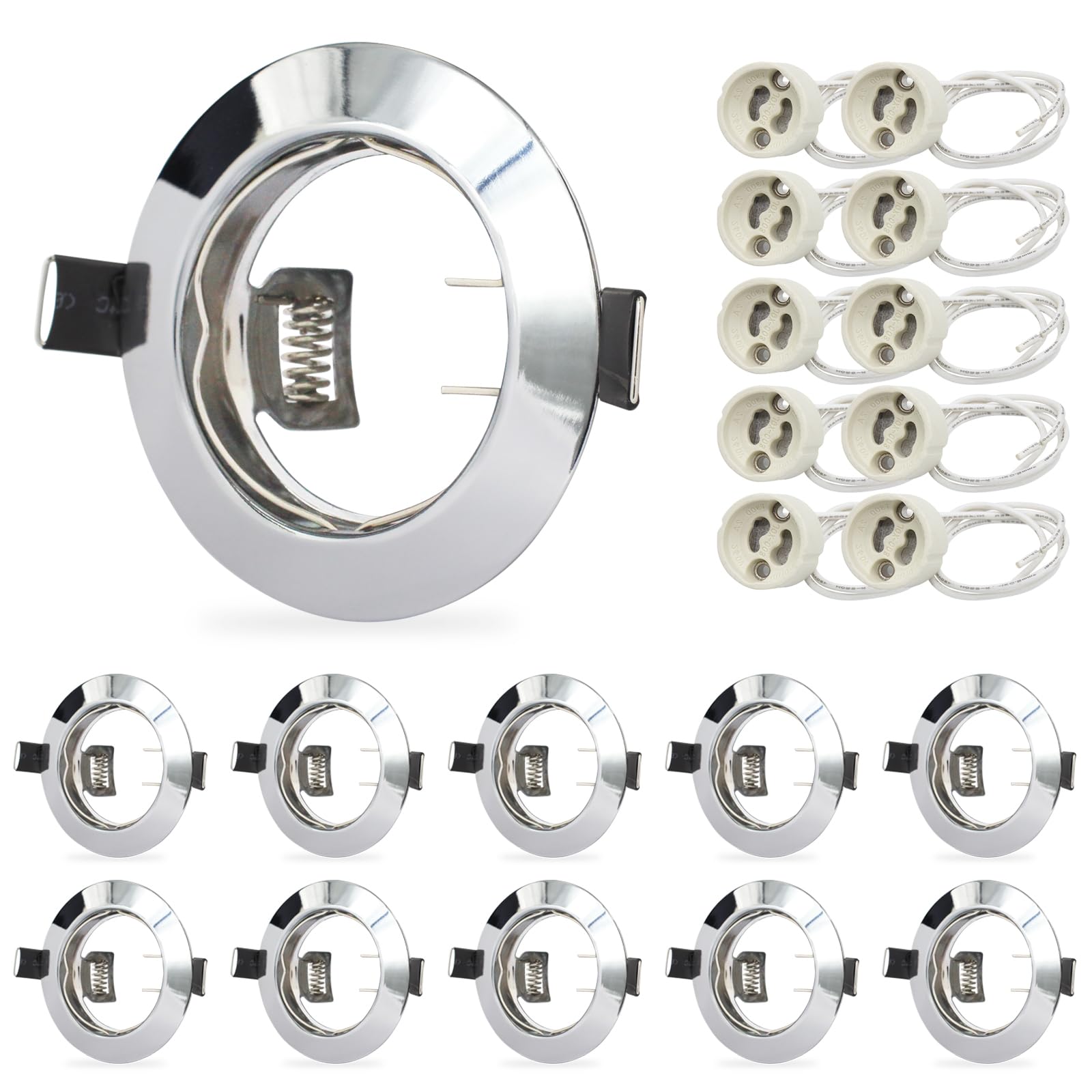 HiBay 10x Recessed Ceiling Lights GU10 Round Downlights Polished Chrome