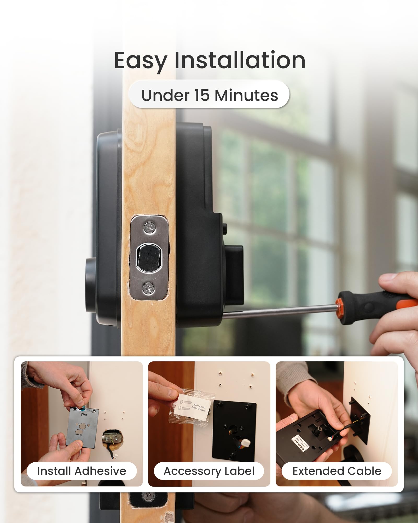 DESLOC B200 Fingerprint Smart Lock with 2 Lever Handles, Keyless Entry Front Door Lock Set, Electronic Keypad Deadbolt, App Control, Auto Lock, Long Battery Life, Secure Home Access
