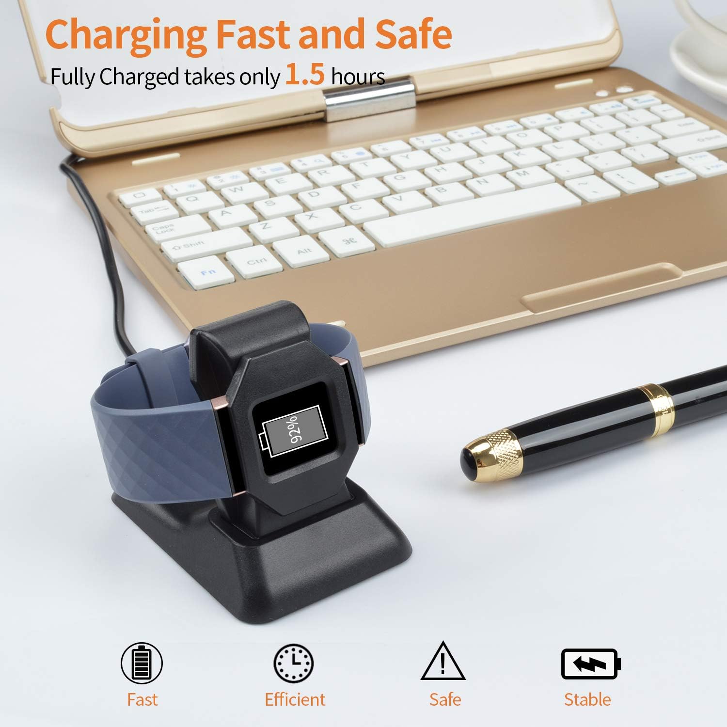 Aresh Compatible with Fitbit Charge 3 Charger, with 3(ft) USB Cable Charging Stand Dock Station for Charge 3/3 SE Fitness Activity Tracker