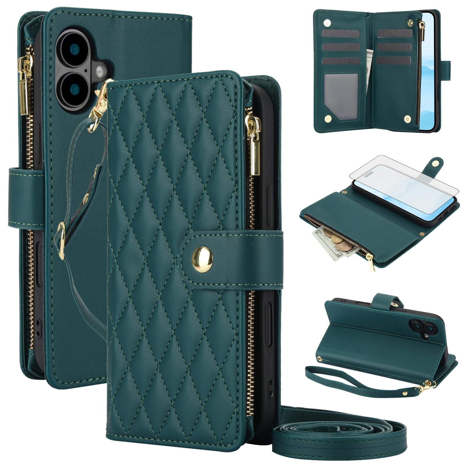 Accessoires iPhone 16 Plus coque portefeuille rabat et verre trempé i16+ - 8