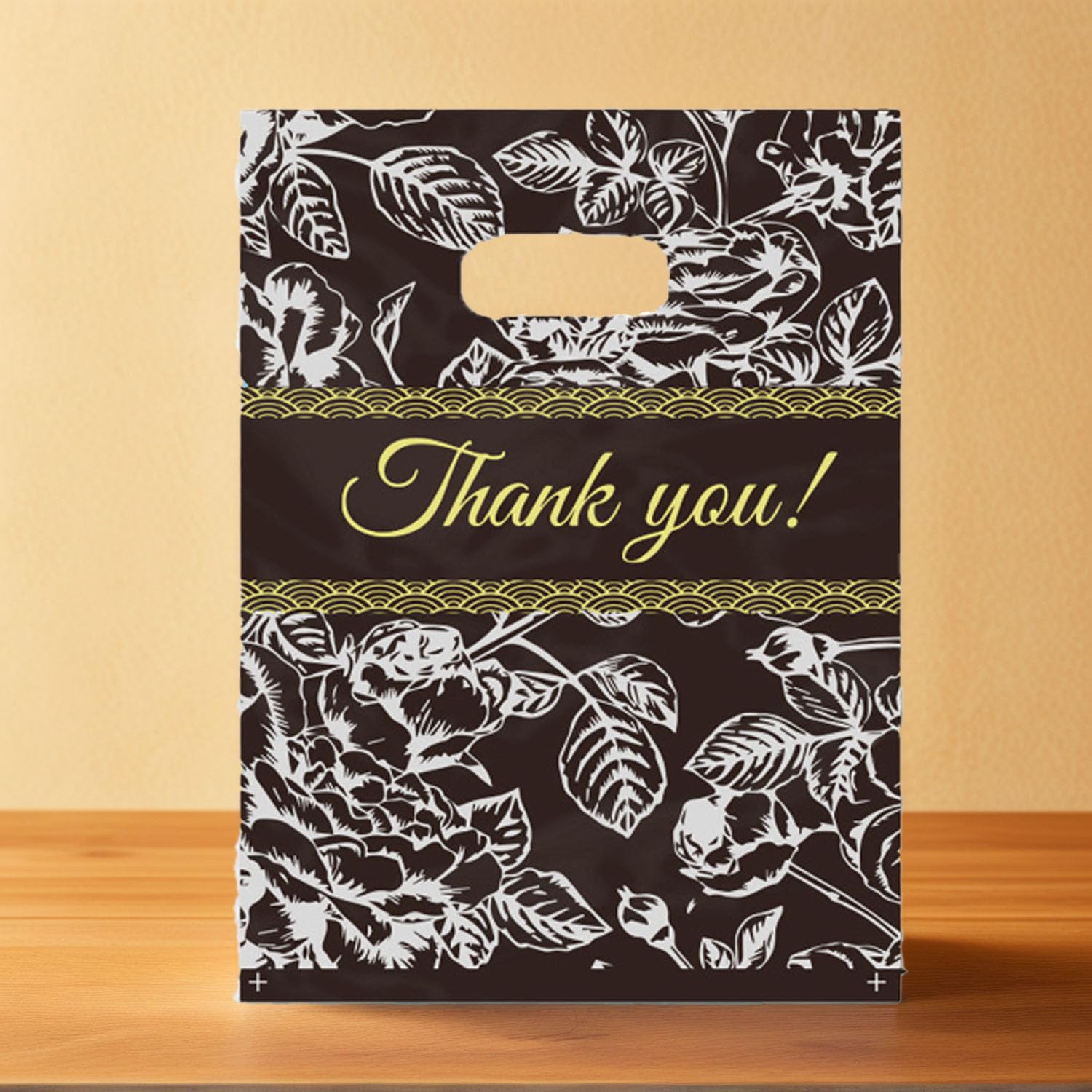 Joyhey 100 Stück 19,8 x 30 cm Kunststoff-Merchandise-Beutel, Einkaufstaschen, Boutique-Taschen mit gestanzten Griffen – Thank You-4