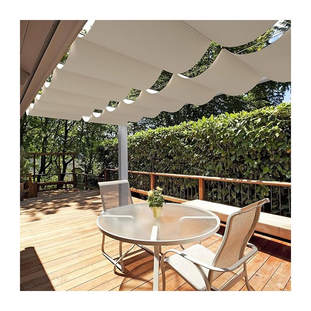 Voile d'ombrage imperméable et rétractable pour pergola avec protection UV50+