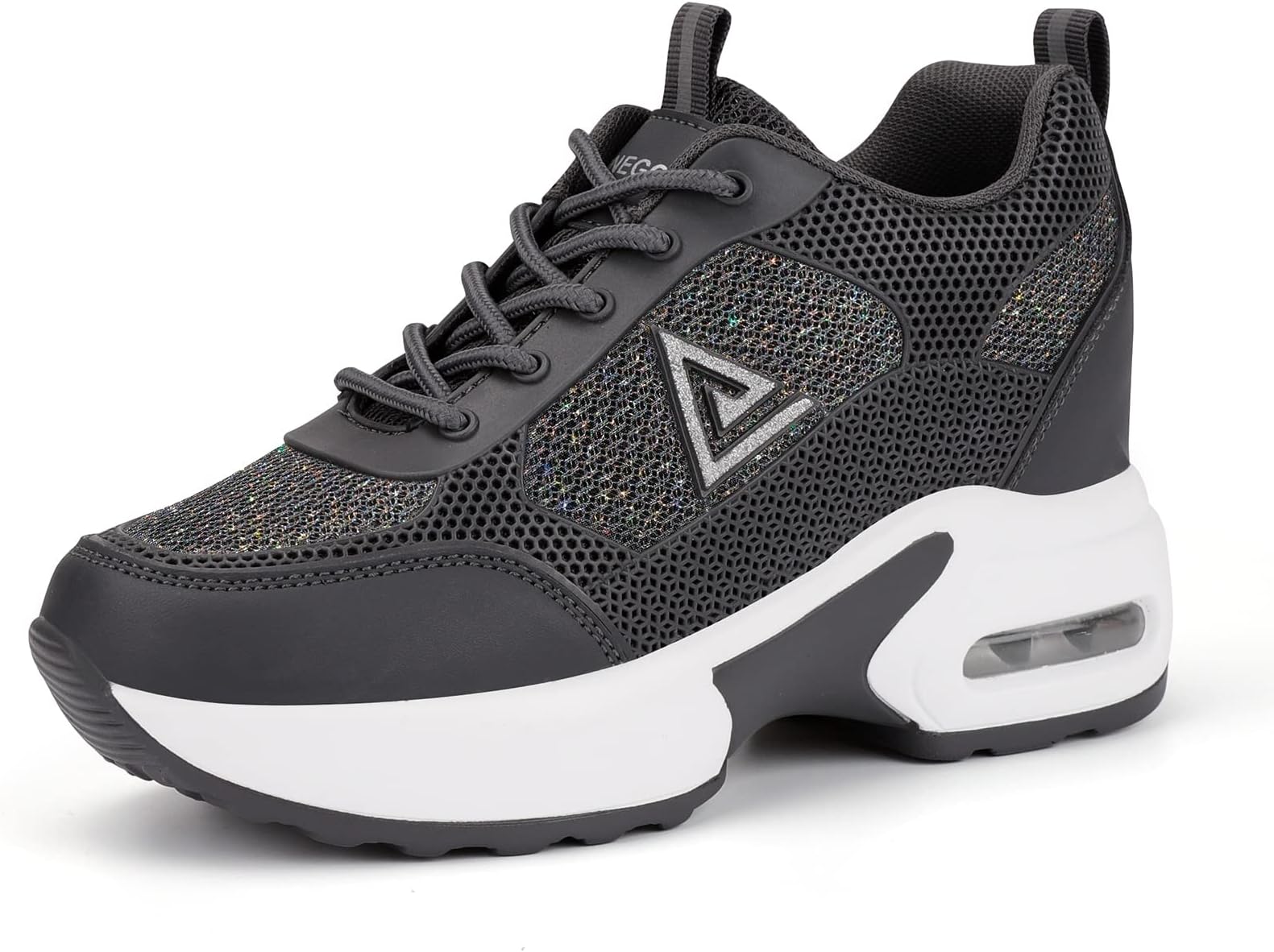 AONEGOLD Womens Ladies Hidden Wedges Heel 8 cm Lace Up Trainers High Top Sneakers