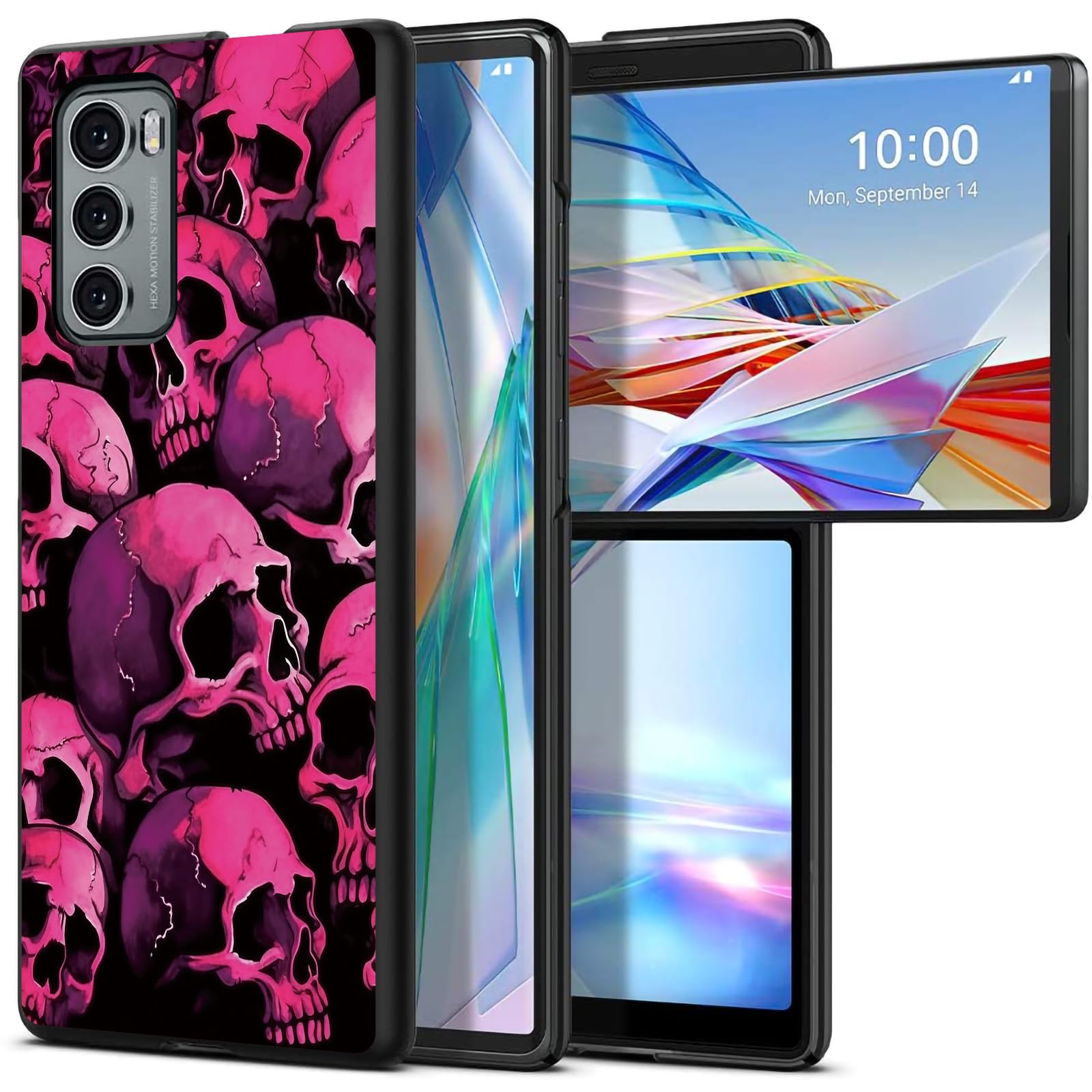 Pink Head Skull for LG Wing 5G 6.8" Phone Case, Slim Phone Case for LG Wing (2020), Hard PC Shookproof Wireless Charging Men/Women Cover for LG Wing 5G